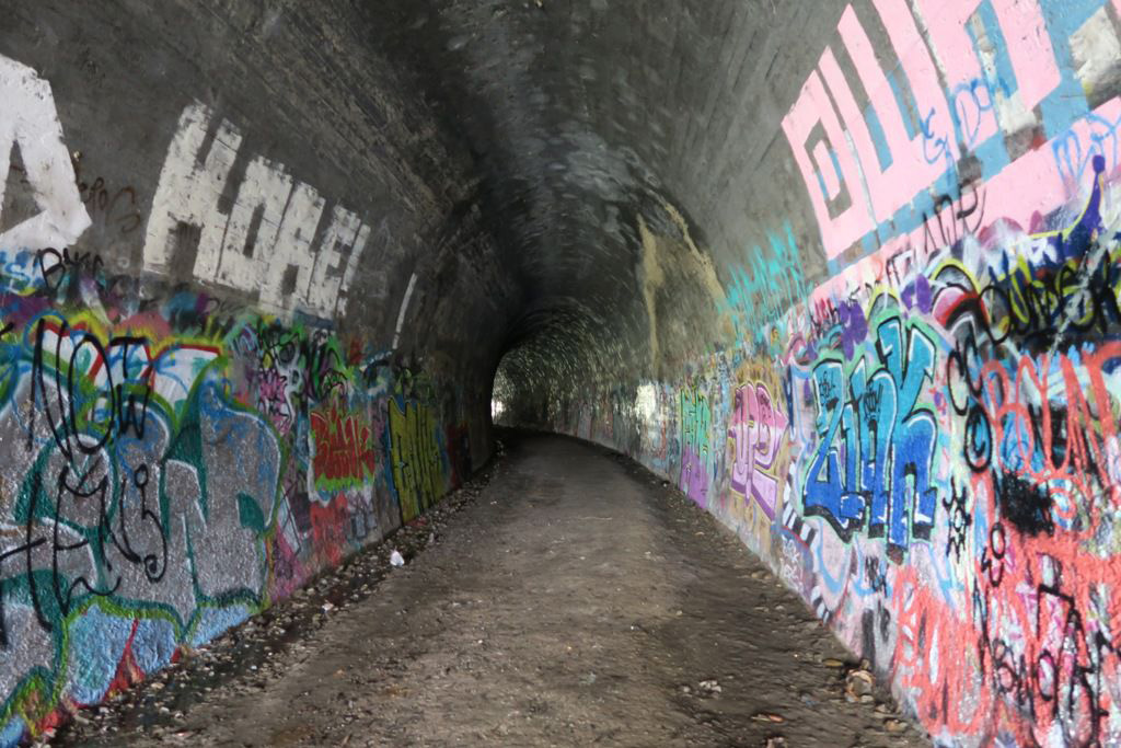 Interior of Ernest Junction Railway Tunnel concrete tunnel.
