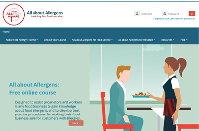 Screenshot of the All about Allergens free online course webpage