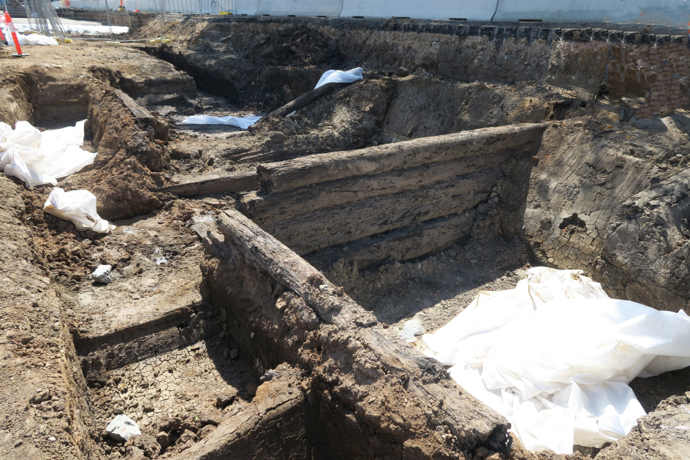 Excavation site of timber bridge.