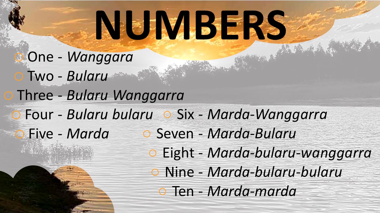 Gunggari language dictionary list of numbers