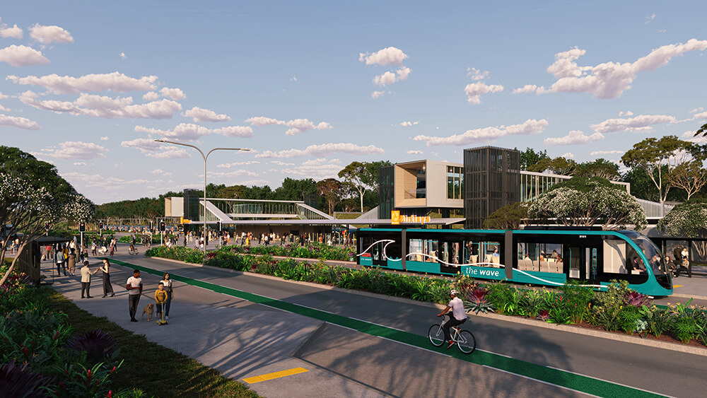 Artist impression of The Wave at Birtinya Station