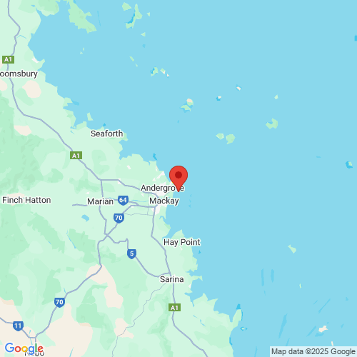map of the location of the Mackay Harbour (east of southern breakwater) wave monitoring buoy
