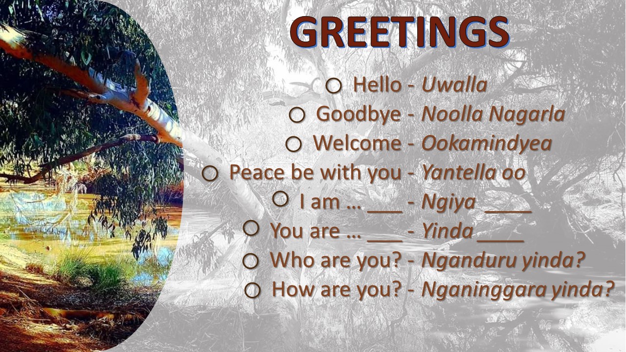 Gunggari language dictionary list of greetings