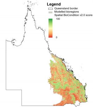 Map of Queensland with areas highlighted showing different Bioconditions