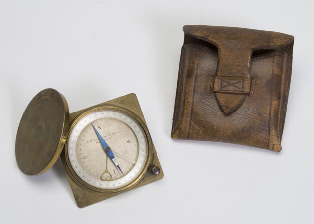 Compass used to measure the slope from the horizontal of the bedding of rocks