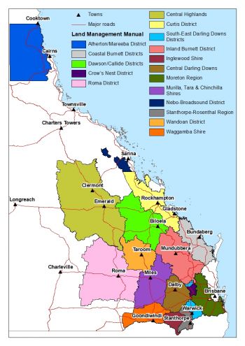 Map showing location of land management manuals in Queensland