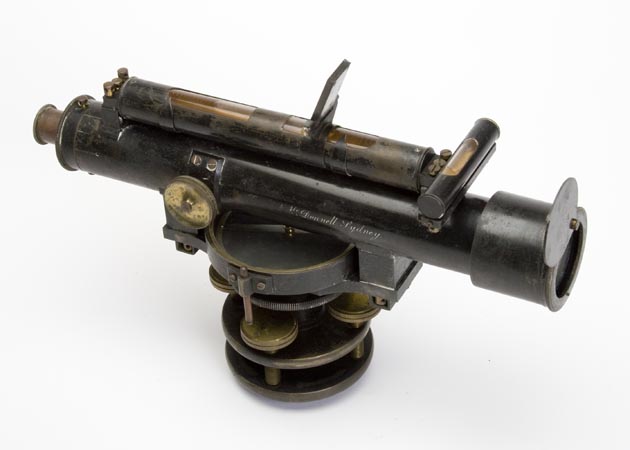 Spirit level used with a staff to determine differences in height