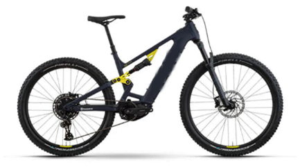 Mountain bike Sie view of a black mountain bike