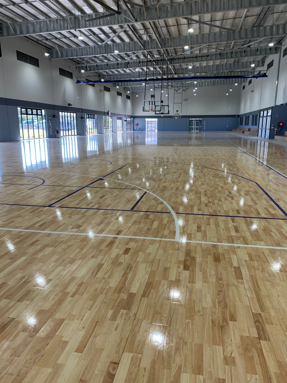 Indooor court with markings