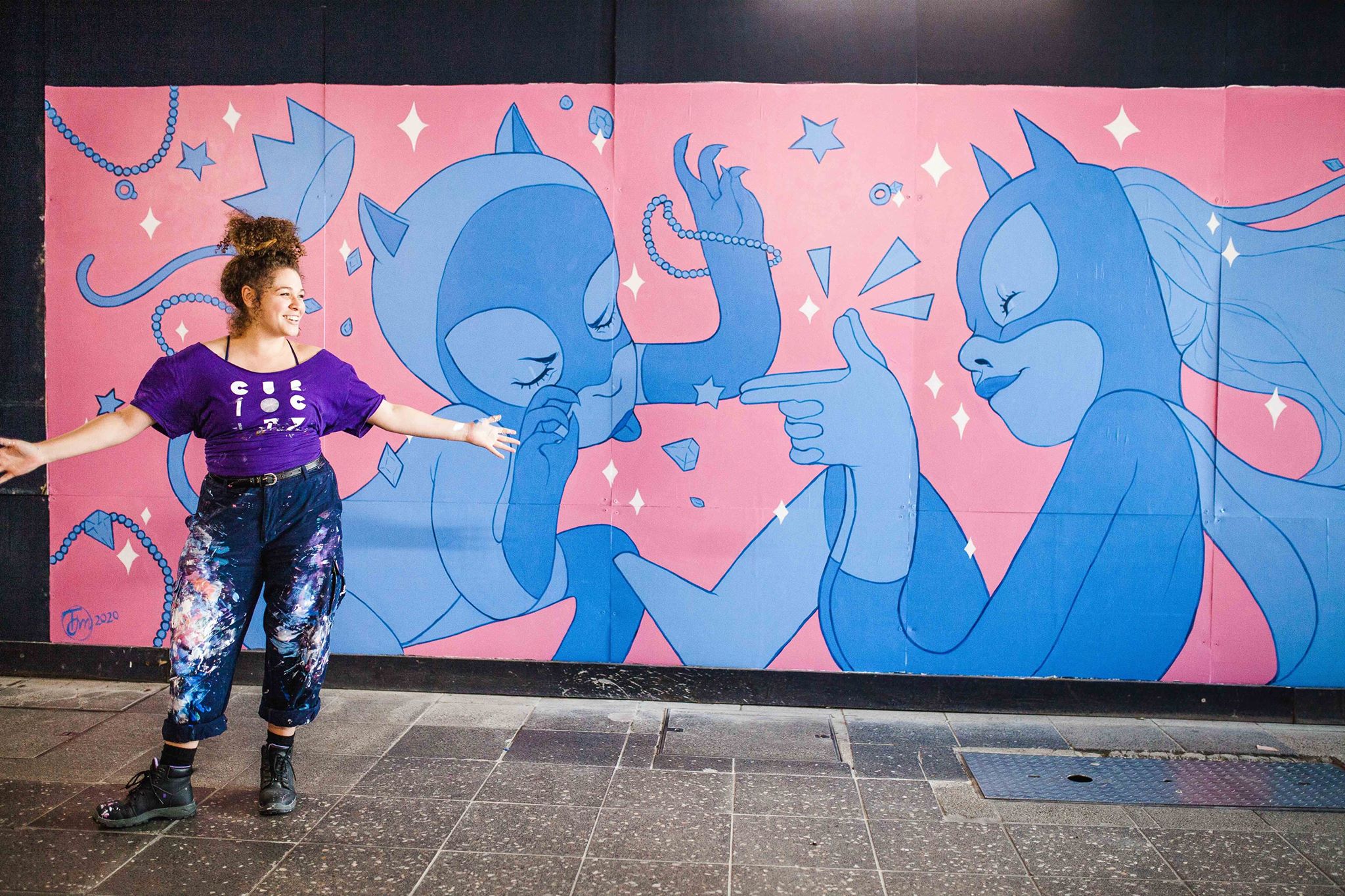 Tori-Jay shows off her large artwork installation