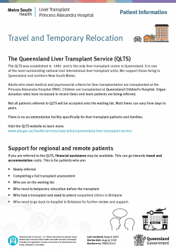 Travel and temporary relocation guide Liver transplant temporary relocation booklet cover