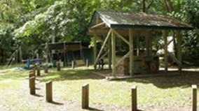 Shelter with barbeque.