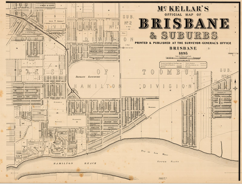 Cadastral map of Brisbane by McKellar 1895, sheet 3