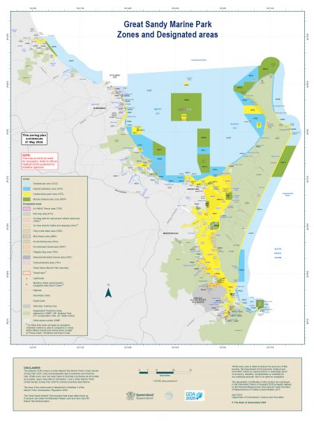 Map of Great Sandy Marine Park Zones and Designated areas