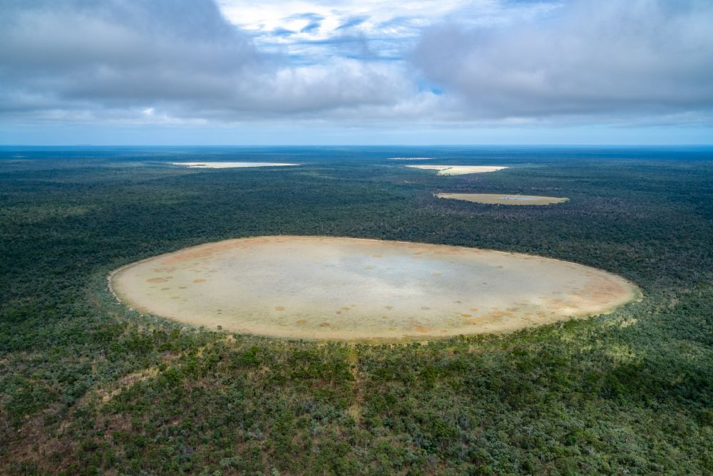 Aerial of The Lakes National Park, 100km north of Hughenden near Townsville