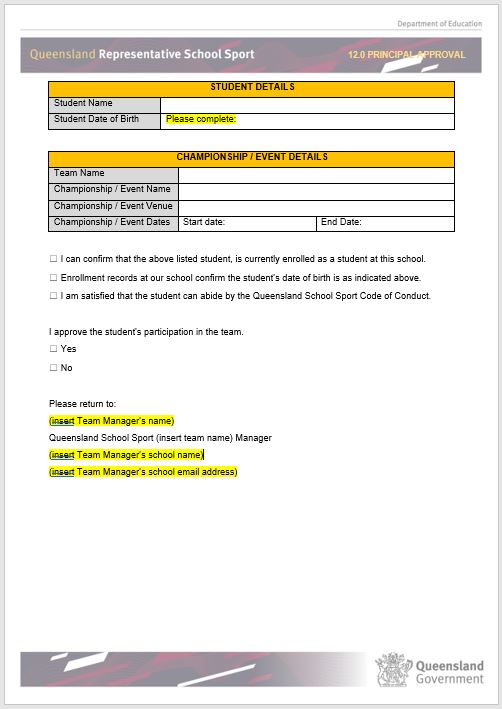 EAP application - sample letter from Principal