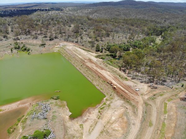 Upgraded site dam walls at Goondicum