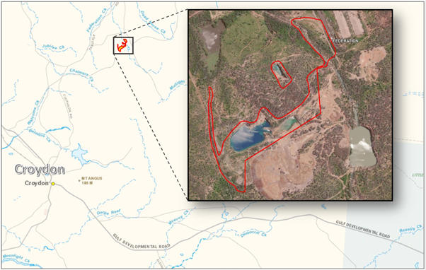 Map with aerial photo inset showing location and features of the Croydon site