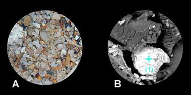 Image of dust partiucles viewed through a microscope