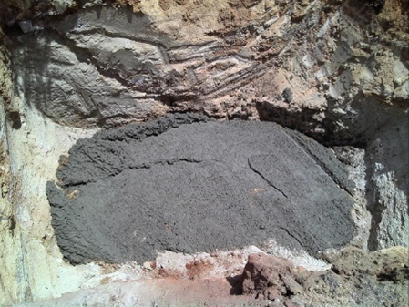 Shaft repairs works at Charters included investigation of reported subsidence or suspected shafts (at left); excavation and plugging or capping with concrete if required (centre); and final remediation of the site (right)