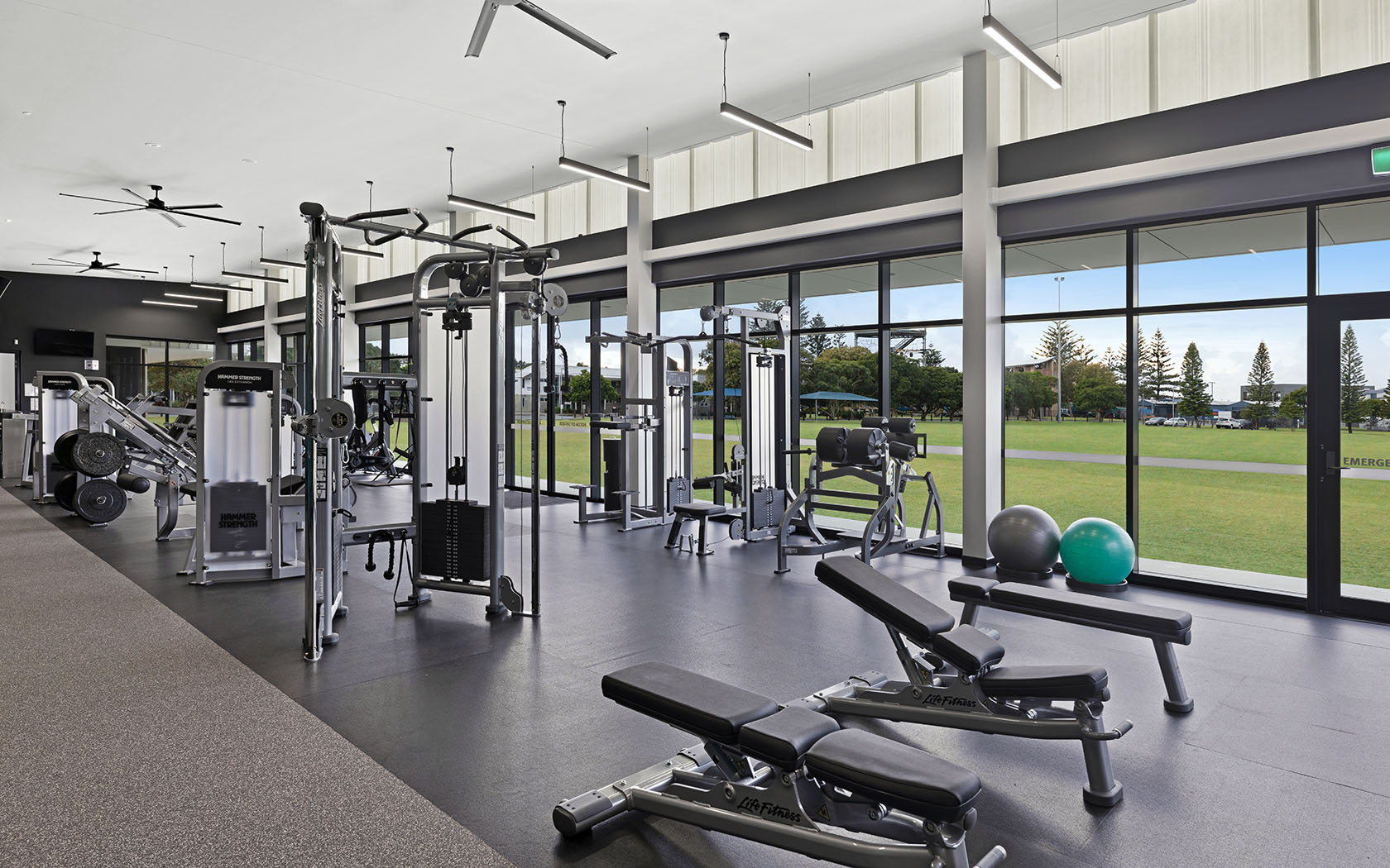 Interior of a gym and equipment