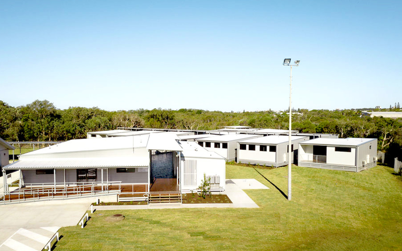 Exterior view of the Shellys accommodation building at Sunshine Coast Recreation Precinct.