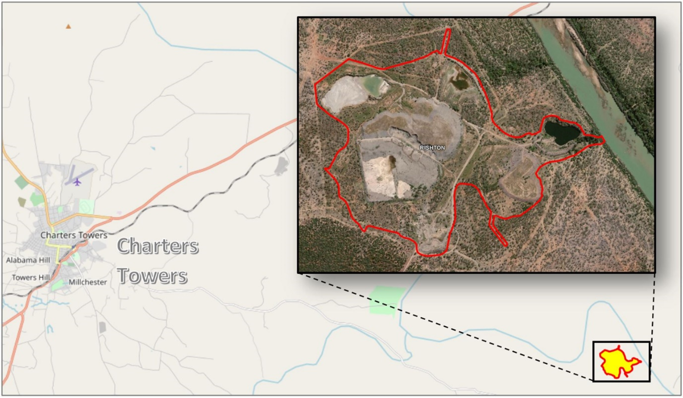 Map with aerial photo inset showing location of the Rishton project