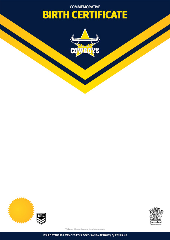 Cowboys commemorative birth certificate Cowboys