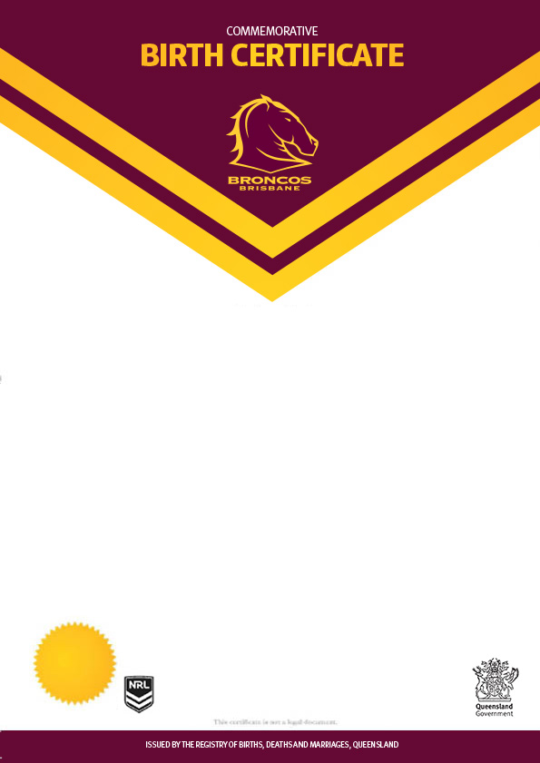 Broncos commemorative birth certificate Broncos